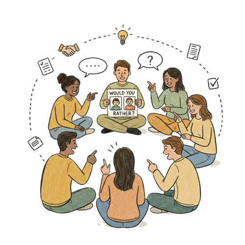 Team enjoying ice breaker games and building connections