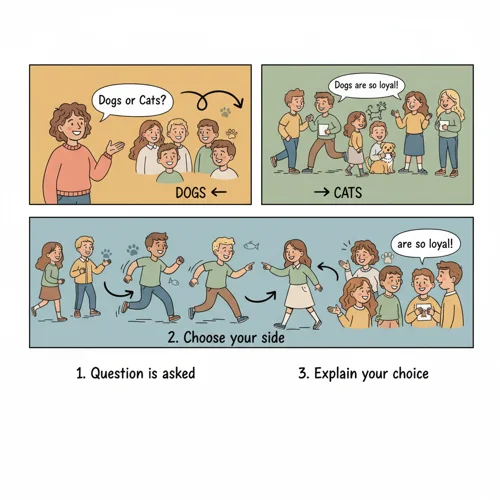 Either Or - Students choosing sides based on preferences